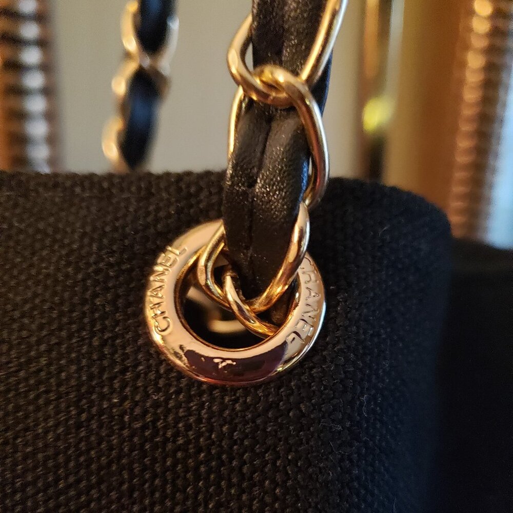 New CC Novelty Black Tote with Gold Chain - Picture 9 of 9